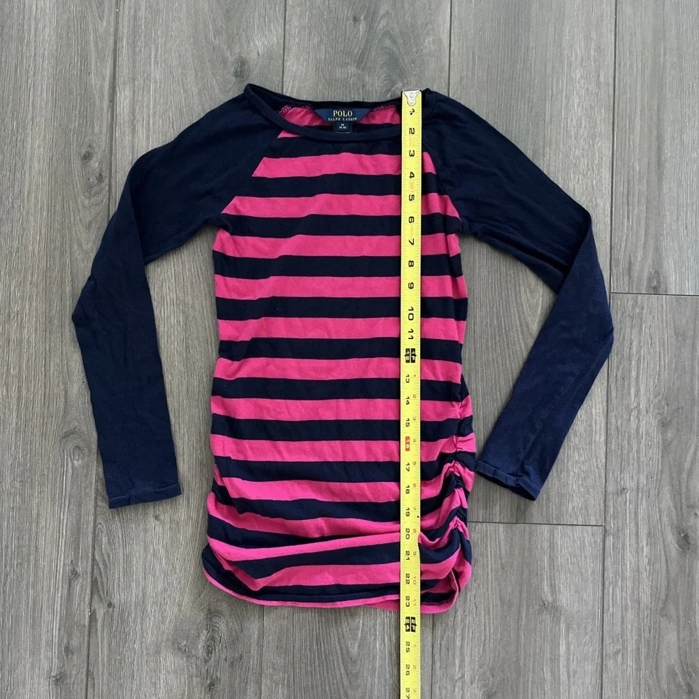 Polo Ralph Lauren Long Sleeve Shirt Girls M (8-10) Blue/Pink Embroidered Logo